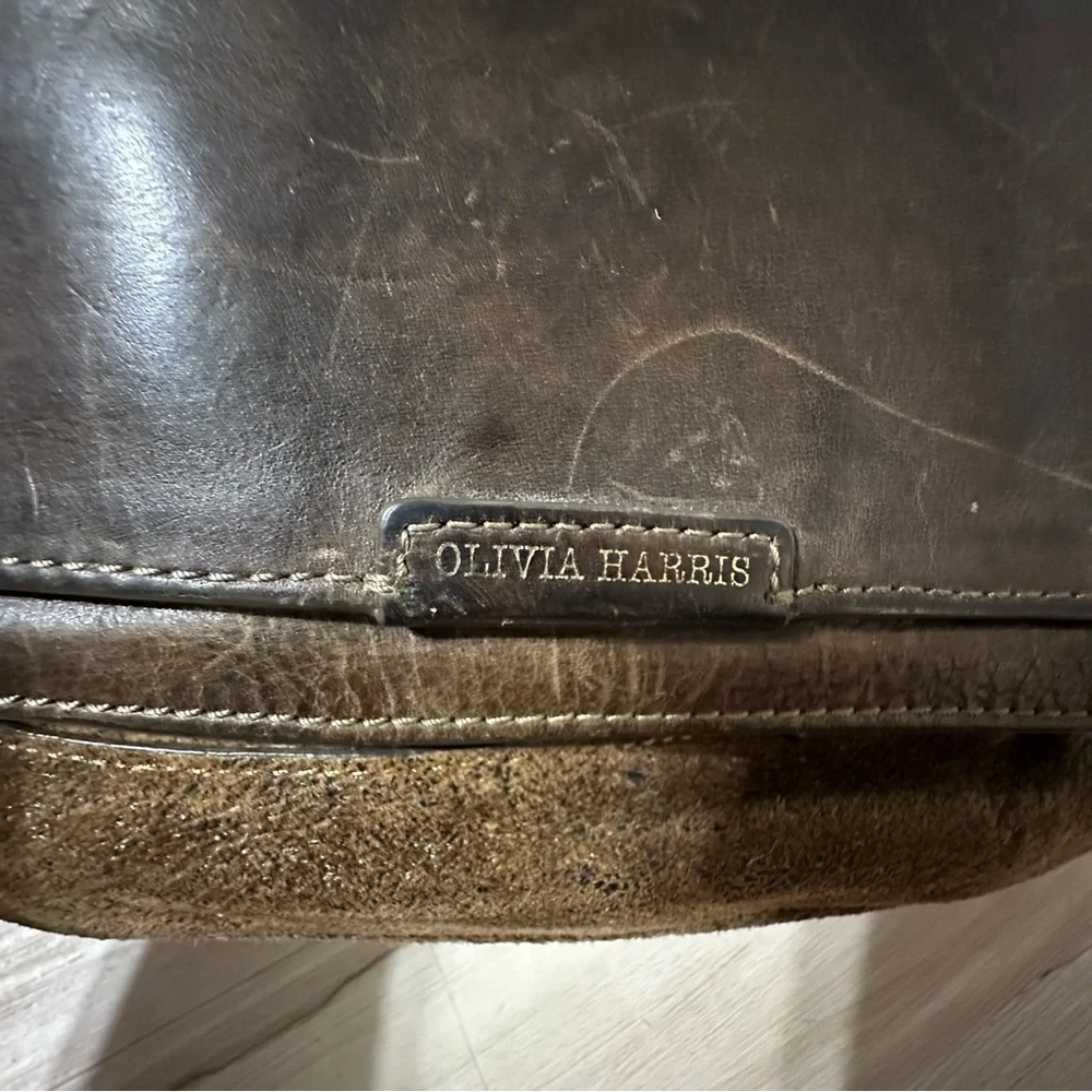New Olivia‎ Harris brown suede and leather crossbody Satchel